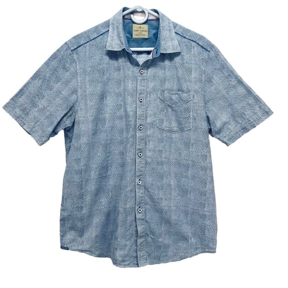Tommy Bahama Jeans Shirt Size L Men’s Island Grafted Short Sleeve Button Blue